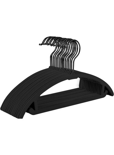 Velvet Baby Hangers 10-Pack,No Shoulder Bump Children&acirc;&euro;&tilde;s Hangers for Baby,Infant&amp;Toddler Clothes,Durable Space Saving Non Slip Hangers for Everyday Closet Use (10, Black)