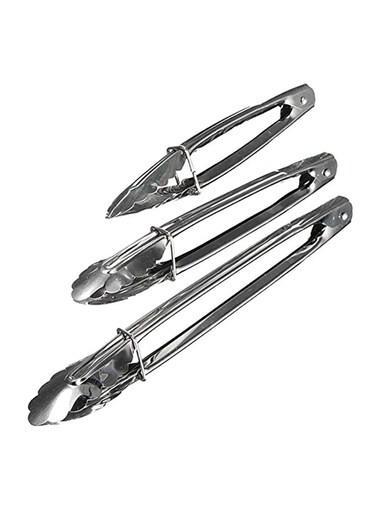 3-Piece Tong Set Silver 29, 33, 38cm