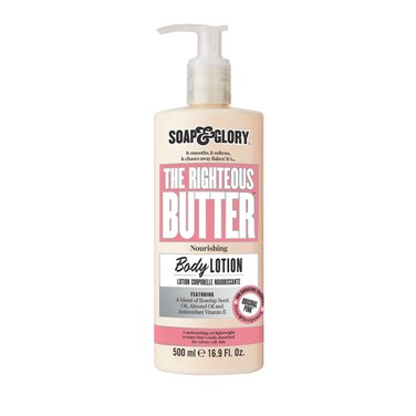 Soap &amp; Glory Original Pink The Righteous Butter Moisturizing Body Lotion Pump - Shea Butter, Vitamin E &amp; Aloe Vera Body Moisturizer - Rose &amp; Bergamot Scented Lotion (500ml)
