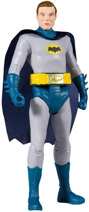Mcfarlane Dc Retro Batman 66 Unmasked 7 Inches Figure, Classic 1960S Tv Show Look, 12 Points Articulation, 2 Word Bubbles, Blister Card Packaging, Batman Action Toy- Multicolor
