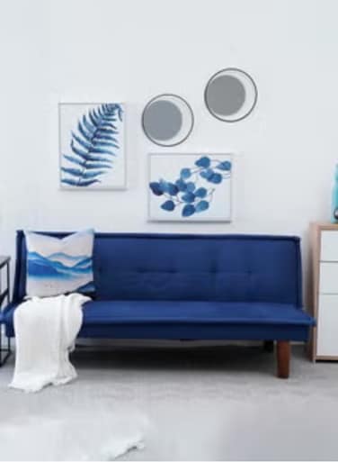 2 Seater   Caldo Sofa Bed   Foam Filling   Fabric Material   Blue 160x87x69cm