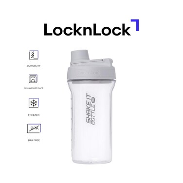 LocknLock Tritan Shake It Bottle Pro 850ml &ndash; Shatter-Resistant, Leak-Proof, and BPA-Free with Finger Loop - Light Grey