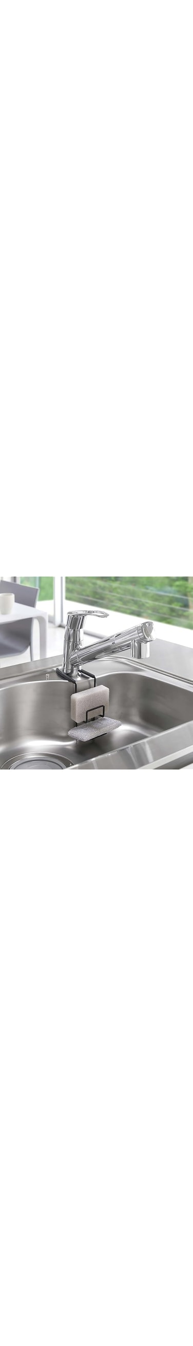 Wensprt Under Sink Storage, Stainless Steel Dual-Layer Sponge Shelf and Sink Faucet Caddy, Faucet Hanging Sponge Holder with Double-Decker Design for Kitchen Sink Organization
