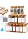 ideagala 24Pcs Glass Spice Jars with Bamboo Lid,4oz Square Spices Container Set with Labels,Spices and Seasoning Containers Sets Organizer,Shaker Lids and Airtight Bamboo lid