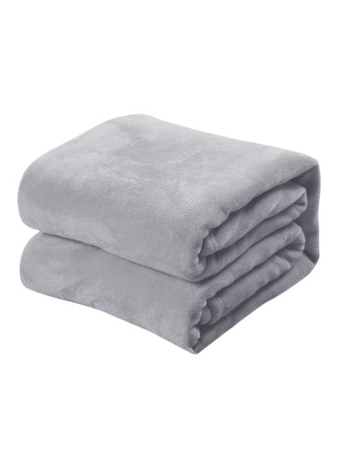 Bed Clothes Coral Fleece Blanket Polyester Silver Grey 63 x 100cm