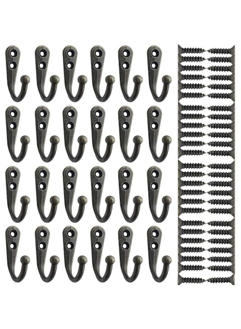 KASTWAVE 24 Heavy Duty Vintage Bronze Wall Hooks - No Scratch Coat Hangers with Screws for Bath, Kitchen, and Garage - Perfect for Organizing