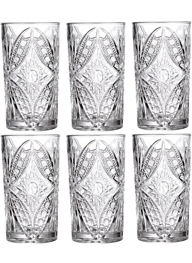 Transparent 370Ml Embossed Glass Coffee Cups &acirc;&euro;&ldquo; Intricate Floral Pattern Design Drinking Glasses For Coffee, Beverage &amp; Elegant Serving