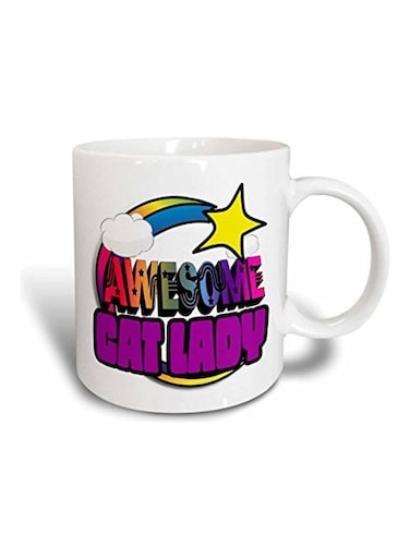 Awesome Cat Lady Printed Mug Multicolour
