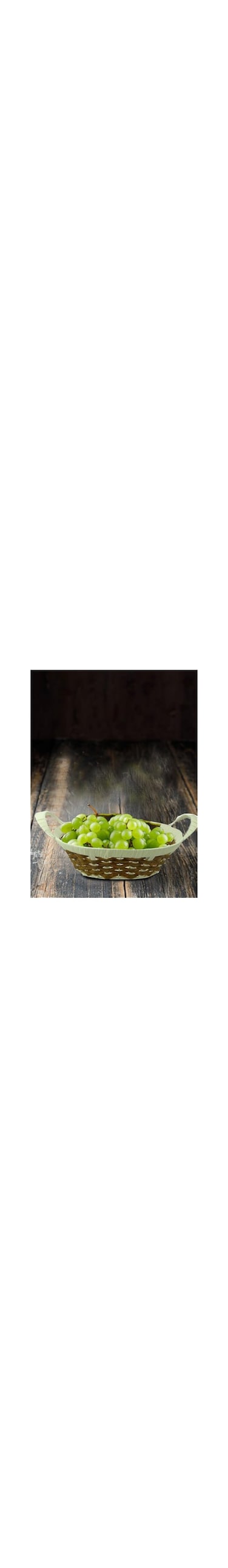 Decorative Hand Made Plastic Basket with Handle Woven Tabletop Food Fruit Vegetables Serving for Home Kitchen Restaurant 23x35x18cm Brown And White