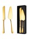 Premium Cake Cutting Set,Includes Cake Knife and Pie Spatula for Pastry, Pizza and Desserts(Gold)