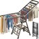 Foldable Clothes Drying Rack, 3 Tier Laundry Dry Rack Height Adjustable Clothes Hanger Stand Drying Racks, Carbon Steel Laundry Drying Rack Stand for Sheets Towels &amp; Clothing, Indoor Outdoor Use
