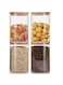 4-Piece Set of Square Glass Storage Jars - Airtight Bamboo Lids, 1500ML/51OZ Airtight Food Containers, Preservation Jars &amp; Storage Boxes for Pasta, Flour, Grains, Spices, Tea, Coffee Beans, &amp; Other Kitchen Staples - Perfect for Long-Term Food Preservation &amp; Organization