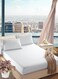 White Deep Pocket Queen Size Striped Bed Sheet Set Cotton 180x200+25cm