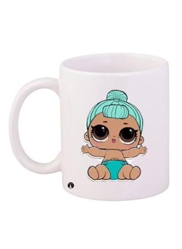 Cartoon Printed Coffee Mug White/Blue/Brown