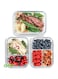 1 &amp; 2 &amp; 3 Compartment Glass Meal Prep Containers [3, 35 oz] - Glass Lunch Containers, Food Storage Containers with Lids, Food Prep Containers
