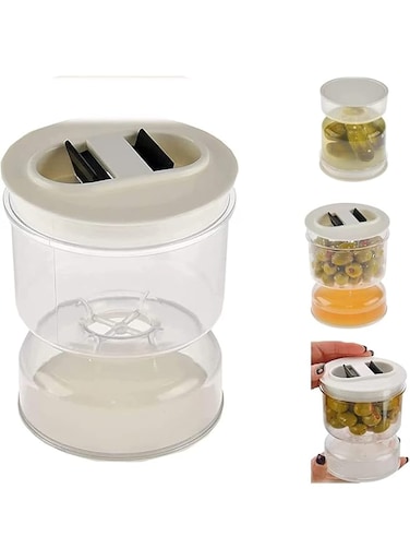 Coolbaby pickles jar dry and wet dispenser pickles and olives hourglass jar container for home kitchen, clear