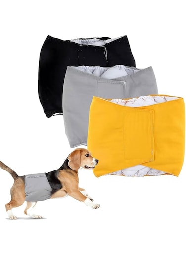 TERRIFI Dog Diapers, Reusable Doggies Nappies, Washable Male Dog Wraps, Belly Band for Dogs Durable Puppy Diapers, Physiological Diaper Pants for Various Types of Pet Dog, M 3 Packs