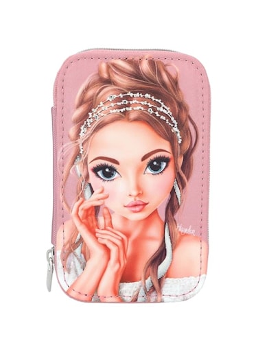 Depesche 12526 TOPModel Glitter Queen Jewellery Box in Pink with Rhinestones, Jewellery Box with Zip