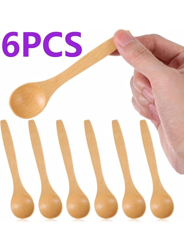 Bamboo Spoons, Mini Wooden Spoons 5.12 Inch, Multi-purpose Small Teaspoons for Condiments Spices Honey Ice Cream Coffee Kitchen &amp; Serving Utensils