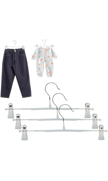 ECVV Trouser Press Metal Clip Hanger Clothes Holder Rack Multi-Purpose For Tie Organizer Storage Hanger   3 Pieces   White