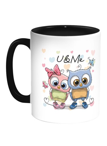 U &amp; Me Printed Coffee Mug White/Black