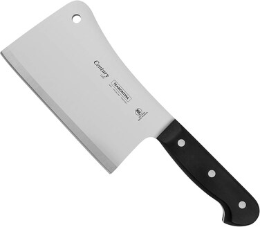 Tramontina Since 1911, Made In Brazil Century 6 Inches Cleaver Knife With Stainless Steel Blade And Black Polycarbonate Handle
