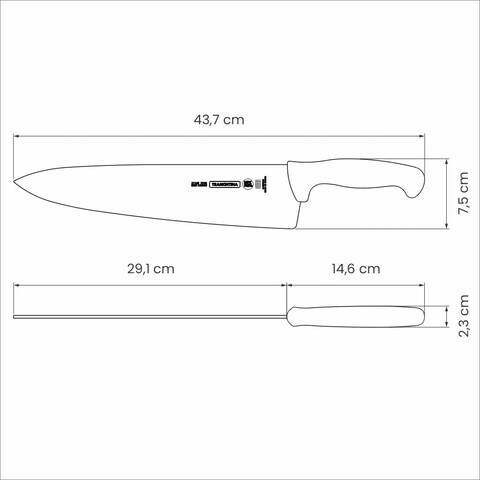 Tramontina Professional 12 Inches Meat Knife With Stainless Steel Blade And Blue Polypropylene Handle With Antimicrobial Protection
