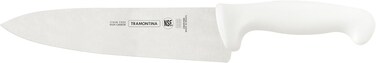 Tramontina Since 1911, Made In Brazil Professional 8 Inches Meat Knife With Stainless Steel Blade And White Polypropylene Handle With Antimicrobial Protection