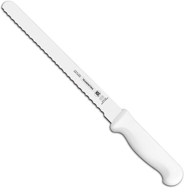 Tramontina Since 1911, Made In Brazil Professional 8 Inches Serrated Slicer Knife For Cold Cuts With Stainless Steel Blade And Green Polypropylene Handle With Antimicrobial Protection
