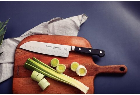 Tramontina Century 7 Inches Santoku Knife With Stainless Steel Blade And Black Polycarbonate Handle