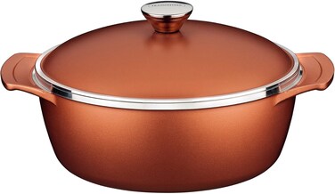 Tramontina Since 1911, Made In Brazil Lyon 30Cm 6.8L Golden Forged Aluminum Casserole With Interior Starflon High Performance Pfoa Free Nonstick Coating