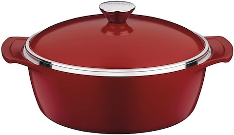 Tramontina Lyon 26cm 4.6L Red Forged Aluminum Casserole With Interior Starflon High Performance PFOA Free Nonstick Coating