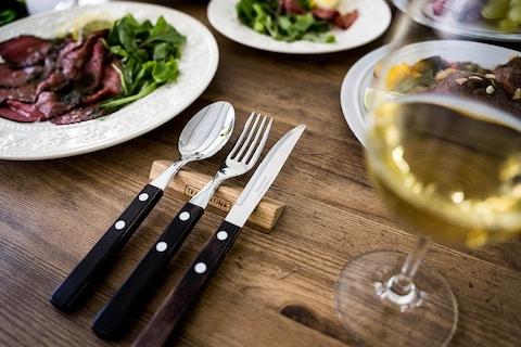 Tramontina Since 1911, Made In Brazil Stainless Steel Dessert Spoon With Treated Brown Polywood Handle