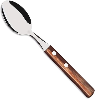 Tramontina Since 1911, Made In Brazil Stainless Steel Dessert Spoon With Treated Brown Polywood Handle
