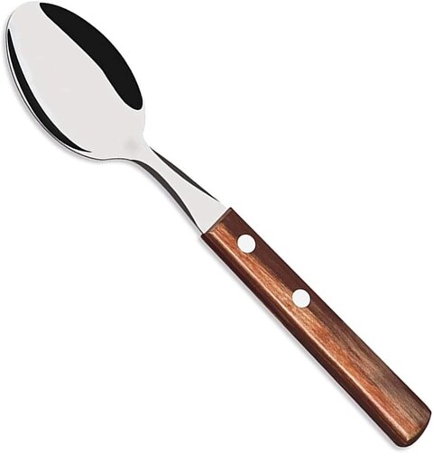 Tramontina Since 1911, Made In Brazil Stainless Steel Dessert Spoon With Treated Brown Polywood Handle