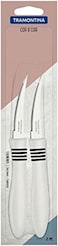 Tramontina Since 1911, Made In Brazil Cor&amp;Cor 2 Pieces Tomato Knife Set With Stainless Steel Blade And White Polypropylene Handle