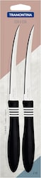 Tramontina Since 1911, Made In Brazil Cor&amp;Cor 2 Pieces Tomato Knife Set With Stainless Steel Blade And Black Polypropylene Handle