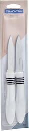 Tramontina Since 1911, Made In Brazil Cor&amp;Cor 2 Pieces Paring Knife Set With Stainless Steel Blade And White Polypropylene Handle