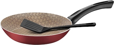 Tramontina Paris Frying Pan, Dimension 26cm, Non-Stick Aluminum, With Nylon Spatula, Includes 2 Pieces, Red Color