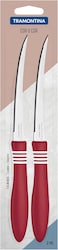 Tramontina Since 1911, Made In Brazil Cor&amp;Cor 2 Pieces Tomato Knife Set With Stainless Steel Blade And Red Polypropylene Handle