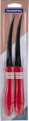 Tramontina Since 1911, Made In Brazil Cor&amp;Cor 2 Pieces Tomato Knife Set With Stainless Steel Blade And Red Polypropylene Handle