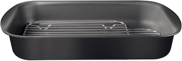 Tramontina Since 1911, Made In Brazil Brazil Graphite 34Cm 4.9L Aluminum Deep Roasting Pan With Grill And Starflon Max Pfoa Free Nonstick Interior And Exterior Coating