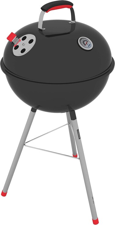 Tramontina Since 1911, Made In Brazil Tcp 450L Charcoal Grill With Enameled Steel Lid With Thermometer, Stainless Steel Grate And Utensils