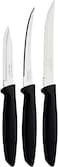 Tramontina Since 1911, Made In Brazil Plenus 3 Pieces Knife Set With Stainless Steel Blade And Black Polypropylene Handle
