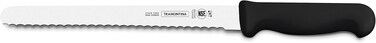Tramontina Since 1911, Made In Brazil Professional 8 Inches Serrated Slicer Knife For Cold Cuts With Stainless Steel Blade And Black Polypropylene Handle With Antimicrobial Protection