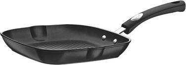 Tramontina Since 1911, Made In Brazil Monaco Induction 24Cm 1.5L Black Aluminum Skillet Grill With Interior And Exterior Starflon Premium Pfoa Free Nonstick Coating