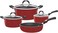 Tramontina Since 1911, Made In Brazil Monaco Induction 7 Pieces Aluminum Cookware Set With Interior Starflon Premium Pfoa Free Nonstick Coating And Exterior Red Silicon Coating