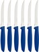 Tramontina Since 1911, Made In Brazil Plenus 6 Pieces Steak And Fruit Knife Set With Stainless Steel Blades And Blue Polypropylene Handles