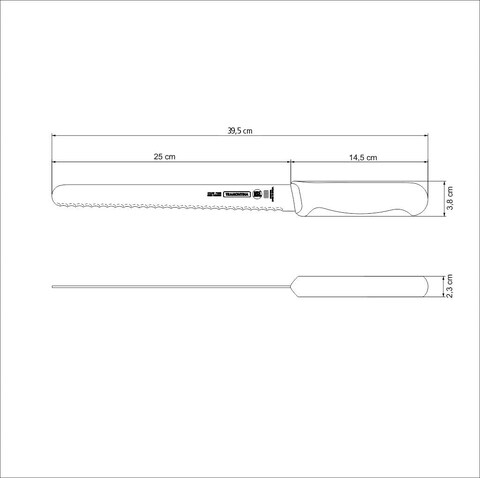 Tramontina Professional 10 Inches Serrated Slicer Knife For Cold Cuts With Stainless Steel Blade And Red Polypropylene Handle With Antimicrobial Protection