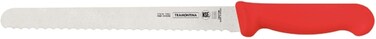 Tramontina Since 1911, Made In Brazil Professional 10 Inches Serrated Slicer Knife For Cold Cuts With Stainless Steel Blade And Red Polypropylene Handle With Antimicrobial Protection